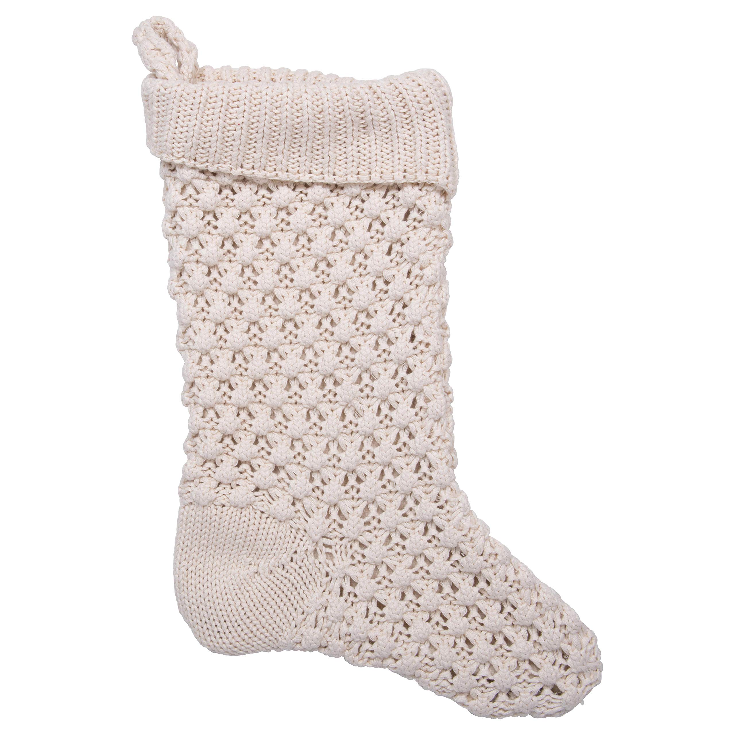 Cotton Knit Thick Texture Stocking, Cream freefee